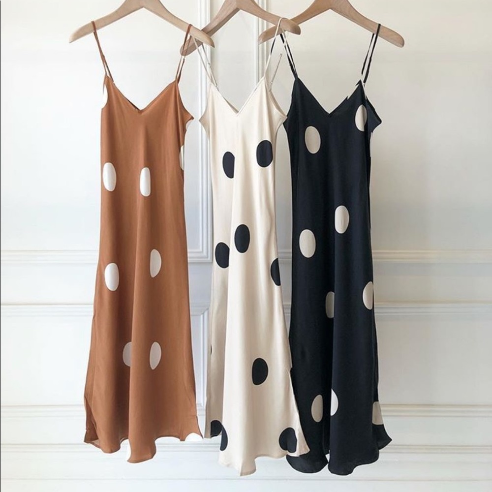 Silk Laundry Polka Dot Dress in cinnamon